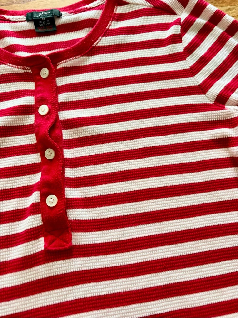 J. Crew Red and White Striped Henley Pajama Set